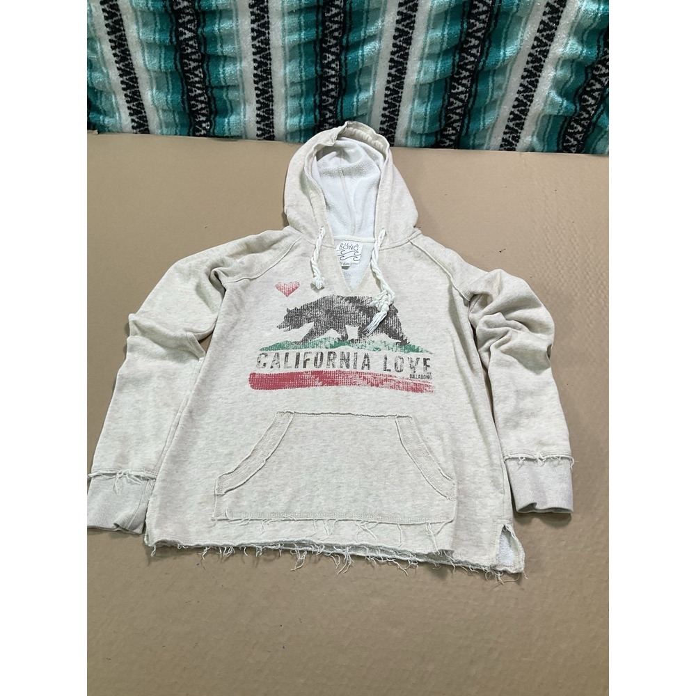 Billabong California Love Bear Graphic Pullover Hoodie Tan Heather Small